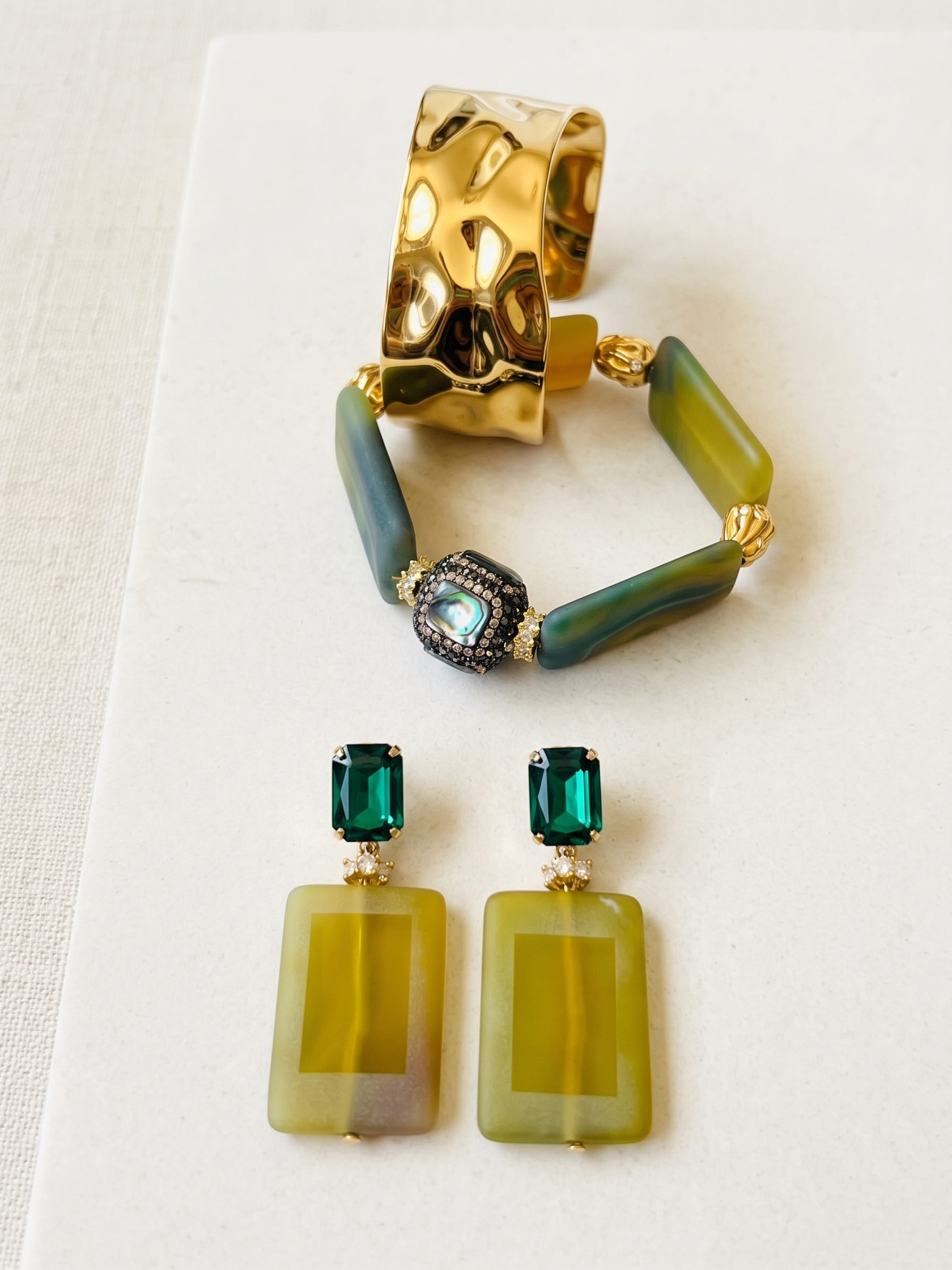 "Costa Smeralda" Natural Banded Agate & Crystal Jewelry Set - Image 2