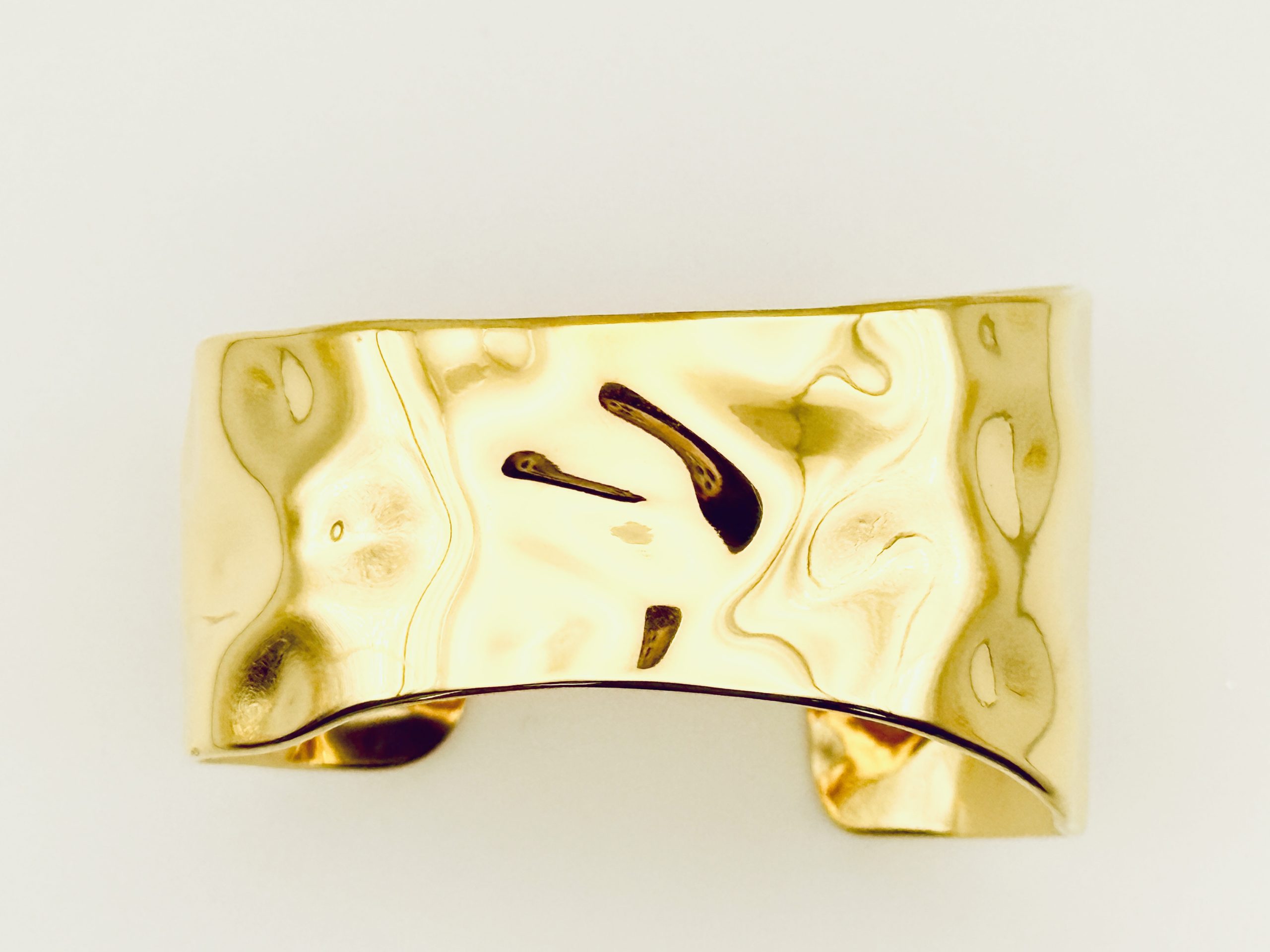 "Golden Pebble" Hammered Cuff Bracelet & Earrings Set - Image 3