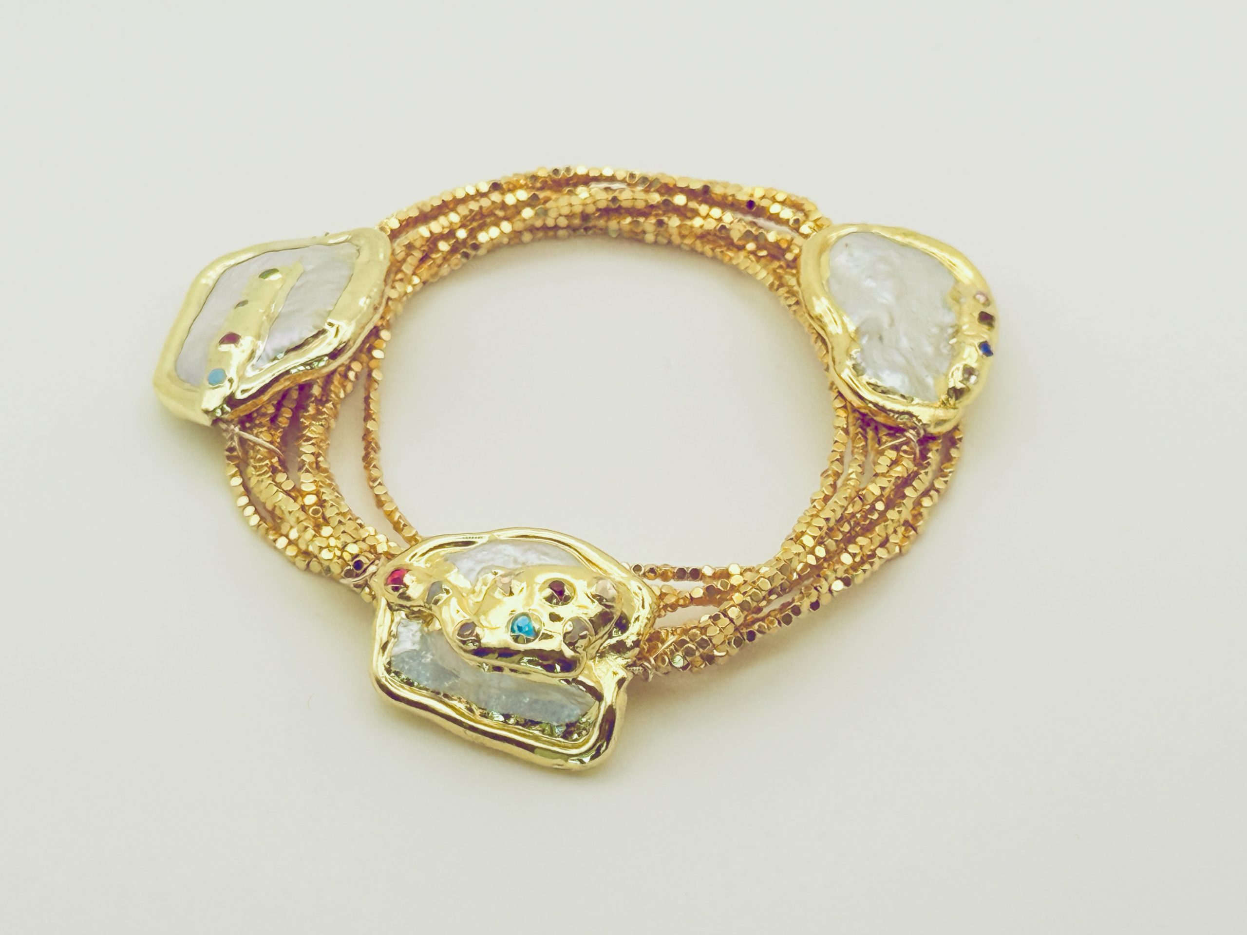 "Baroque Queen" Multi-Strand Baroque Pearl & Crystal Bracelet